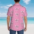 thumbnail image 4 of Picia Beautiful pink bow Pattern Men's Hawaiian Shirt – Soft Cotton Regular Fit Short Sleeve Shirt, Casual Beach Shirt for Summer, Vacation, and Outdoor Wear,Medium, 4 of 7