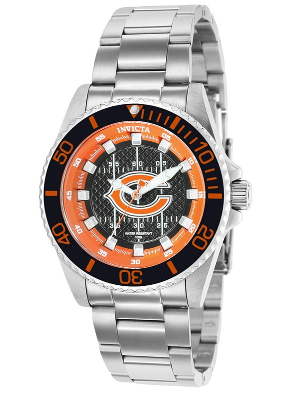 Invicta Women's 36934 NFL Chicago Bears Quartz 3 Hand Dark Blue, Orange, White Dial Watch