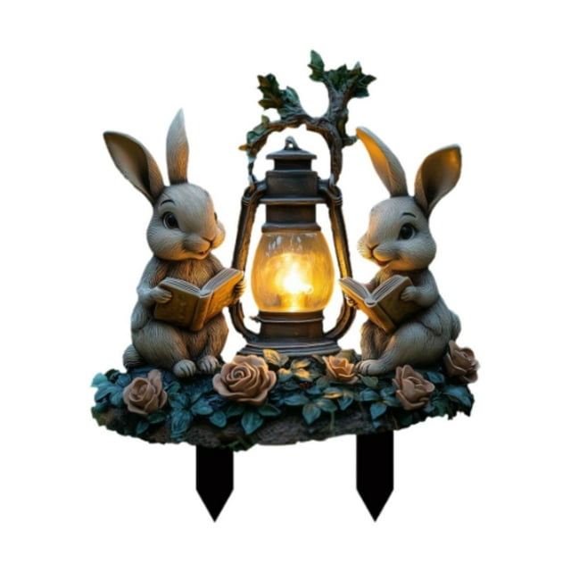 2D Flat Pascua conejitos con escena de Decoración de estaca de jardín Acrílico La césped de