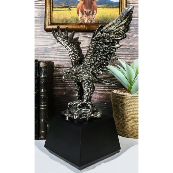 King Of The Skies Majestic Electroplated Silver American Bald Eagle Figurine