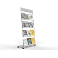 thumbnail image 1 of Magazine Rack: Floor-Standing 4-Layer with Wheels, Brochure Display Stand for Exhibitions, Office, and Any Organization Requiring Information Display (Silver), 1 of 6