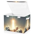 thumbnail image 3 of Rocket Launching Storage Basket Foldable Laundry Basket Shelf Kids Toy Storage Container Organizer with Handles, 3 of 7