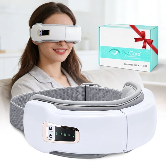CATGOOD Eye Massager with heat for migraines and eye strain， eye mask massager with bluetooth music, ralaxing gifts for Man/woman, 5 Modes Sleep Mask