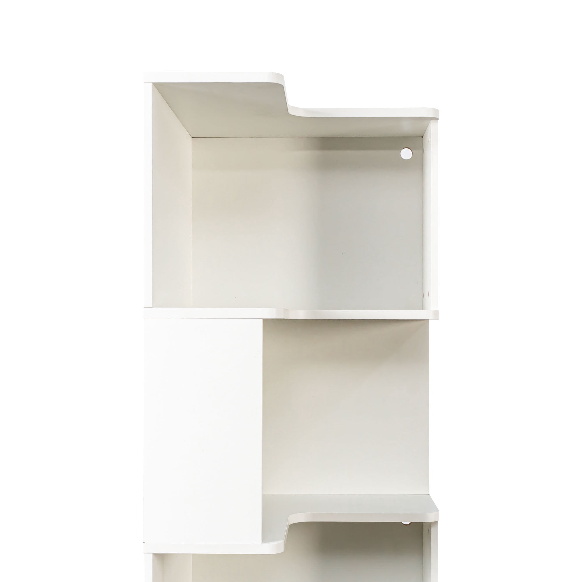 Mintazer 69" 5 Tier Corner Bookshelf with Baffle, Freestanding L Shaped Storage Shelf with LED Lights for Home Office Living Room Bedroom Kitchen, White
