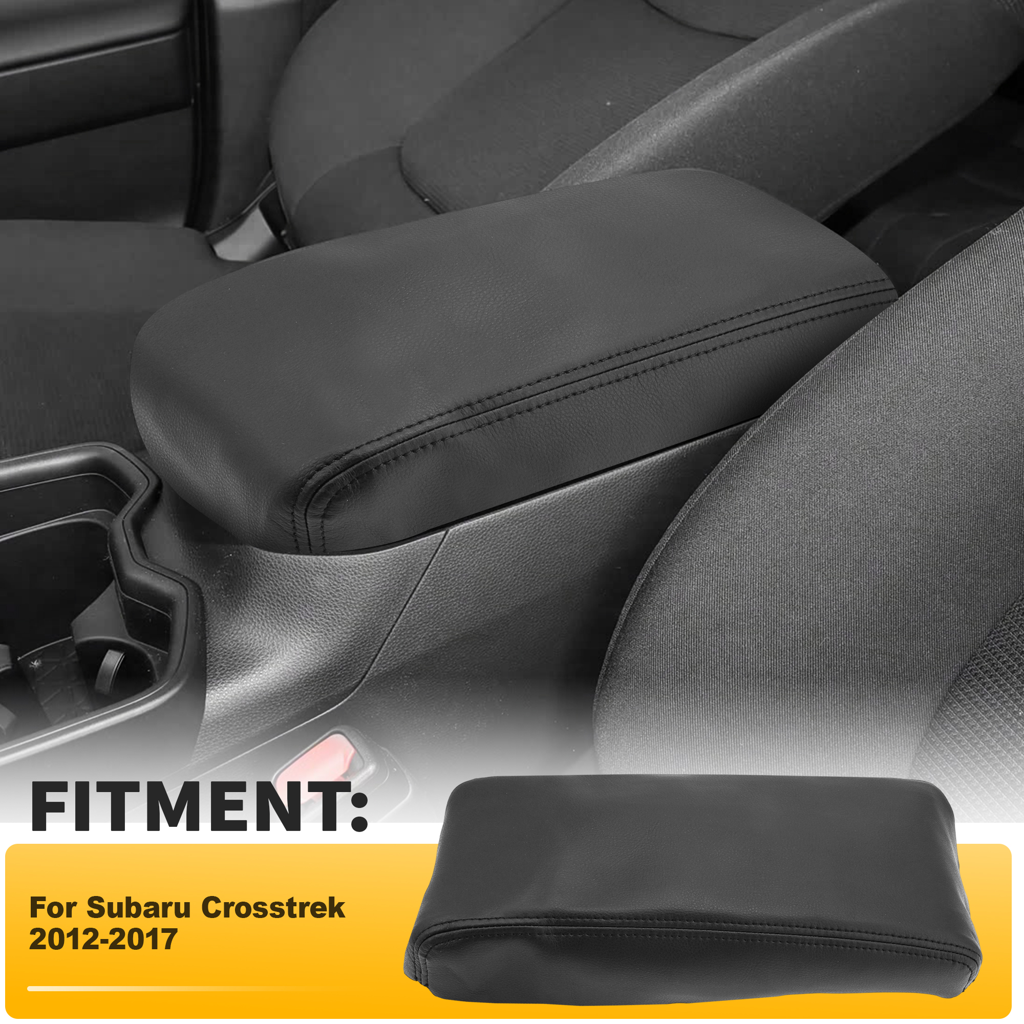 Unique Bargains Console Armrest Cover for Subaru Crosstrek 2012-2017 Black