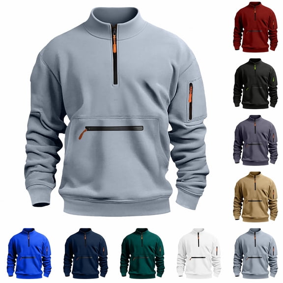 Blekii Men's Athletic Half Zip Sweatshirt, Sporty Long Sleeve Pullover Top, Breathable Performance Fabric, Casual Training Or Lounge Wear, Modern Fit for Gym Or Street, Versatile