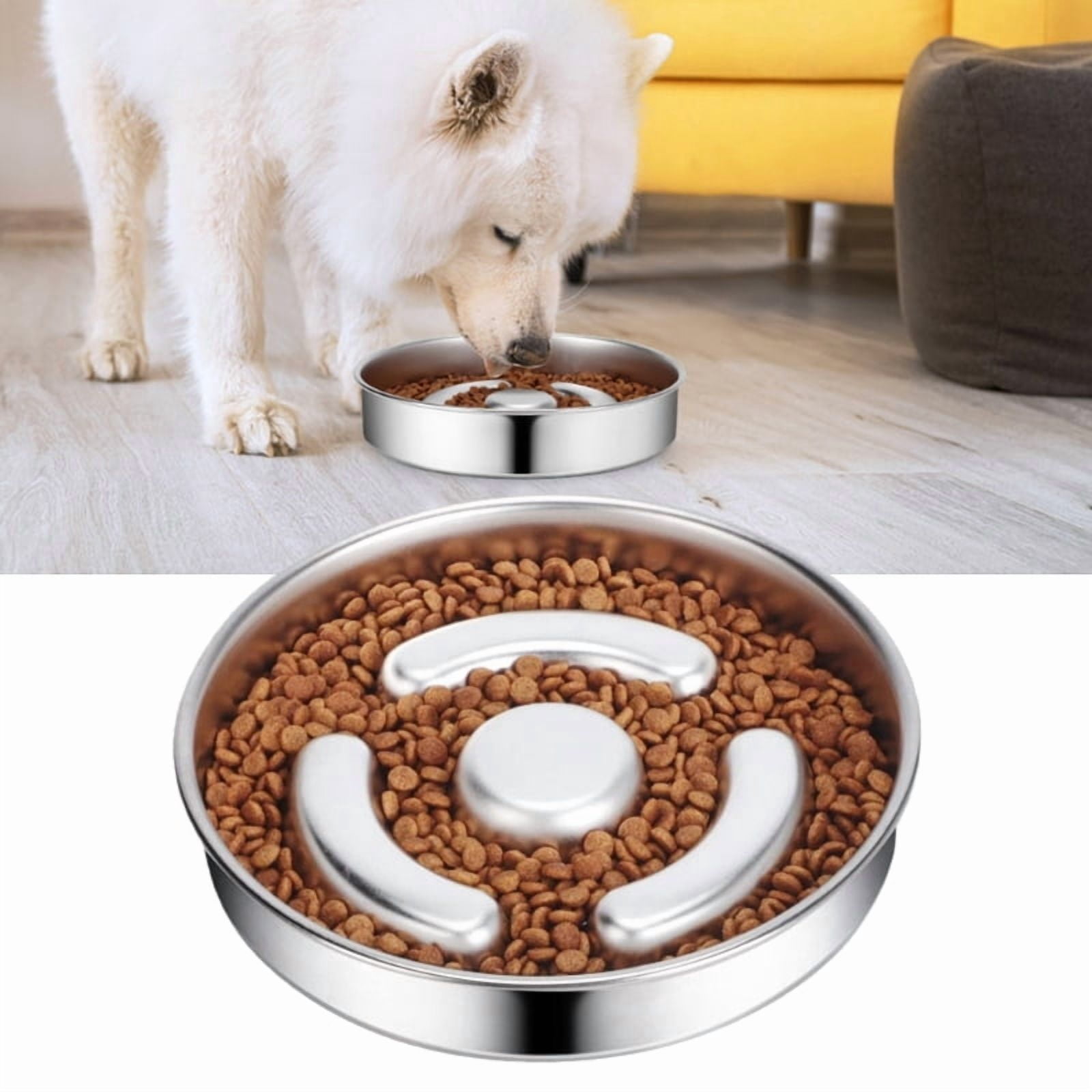 Multifunctional Pet Slow Feeder Dish Watering Bowl Stainless Steel Feeder Bowl
