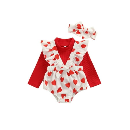 

Ma&Baby Infant Baby Girl Long Sleeve Romper Ruffle Bodysuit Playsuit Headband Outfit Set