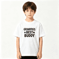 thumbnail image 2 of Grandpa's Best Buddy Boys Graphic Print T-Shirt, Cute Family Grandson Gift 100% Cotton Kids Short Sleeve Tee, 2 of 5