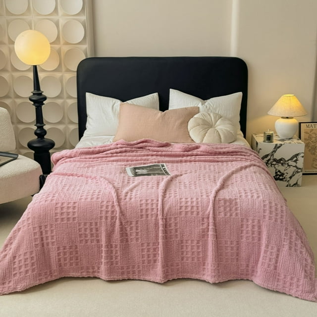 Manta de jacquard con diseño de gofres de 100 x 150 cm | Edredón ligero de poliéster | Manta suave y acogedora para la siesta, ideal para cama o sofá | Borde doble cara que no suelta pelusa | Funda