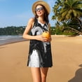 thumbnail image 3 of Fotbe Fluid Black White Paint Swirls Vestido de Verano sin Mangas para Mujer – Vestido Midi Línea A, Estilo Camiseta Floral, Vestido Playero Casual y Fluido, 3 of 7