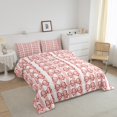 thumbnail image 3 of Erosebridal Ensembles de Couette avec Nœud Papillon Taille Complète pour Femme, Couettes et Duvets à Rayures Roses, Insert de Couette Réversible Kawaii Dessin Animé, Décoration de Chambre Légère, 3 Pcs, 3 of 8