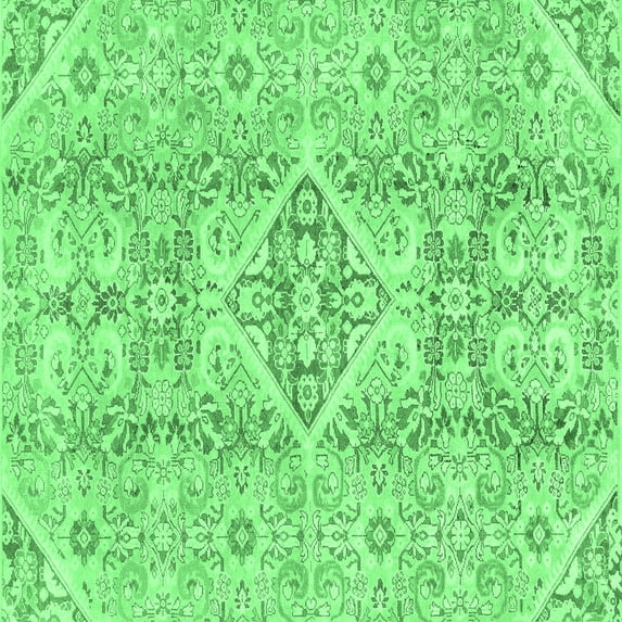 Ahgly Company Indoor Square Abstract Emerald Green Modern Area Rugs, 5' Square