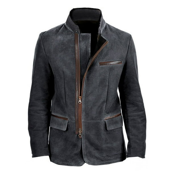 Ceisia Men's Solid Color British Style Jacket Warm Zip Gift Up Outerwear with Cover Bag Design