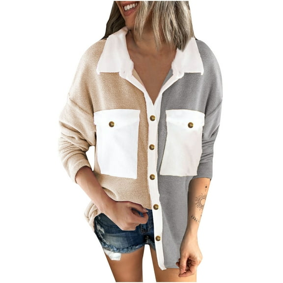 LYXSSBYX Womens Long Sleeve Dress Hot Sale Clearance Fashion Soild Spliced T-Shirts Long Sleeve Tops Women's Blouse Coat