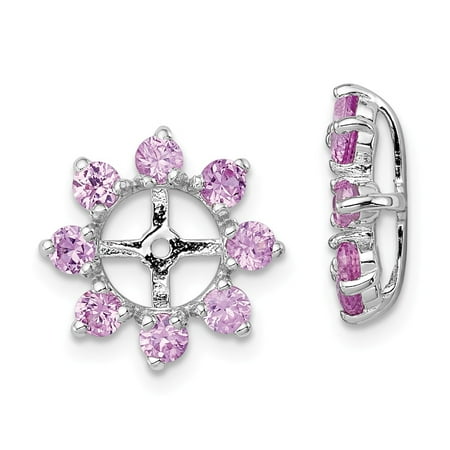 - Sterling Silver October Birthstone Created Pink Sapphire Earring Jacket (13.5 x 14 MM)