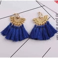 thumbnail image 4 of Clip on 2 3/4" gold fan tassel earrings in a variety of colors and top pearl, 4 of 10
