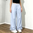 thumbnail image 3 of Lmnyox Wide Leg Pants for Girls Fashion Cute Baggy High Waist Trousers Lightweight Solid Color Workout Pants, 3 of 8