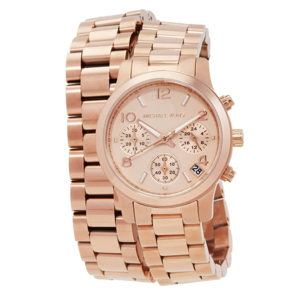Michael Kors Runway Chronograph Quartz Rose Gold Dial Ladies Watch MK7453