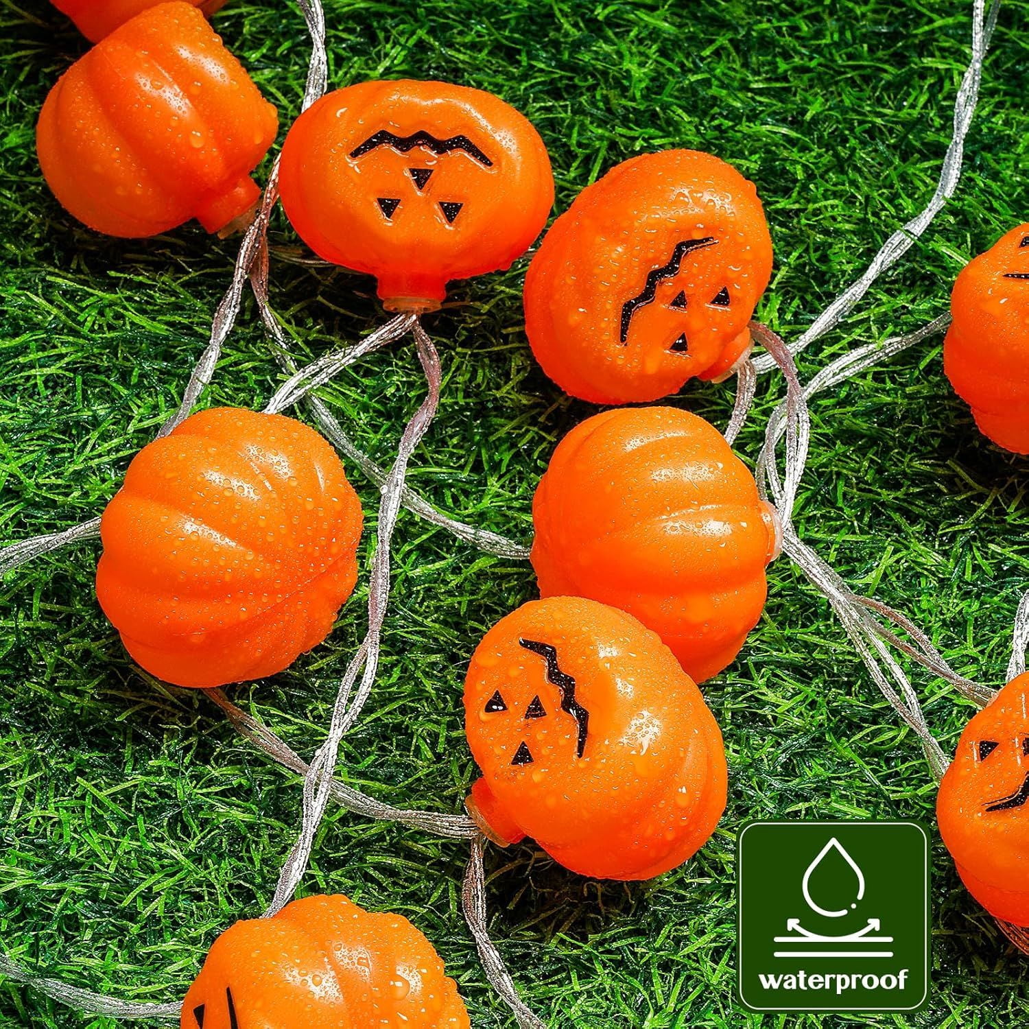20FT Halloween Pumpkin String Lights with 8 Modes and Remote Control for Indoor Outdoor