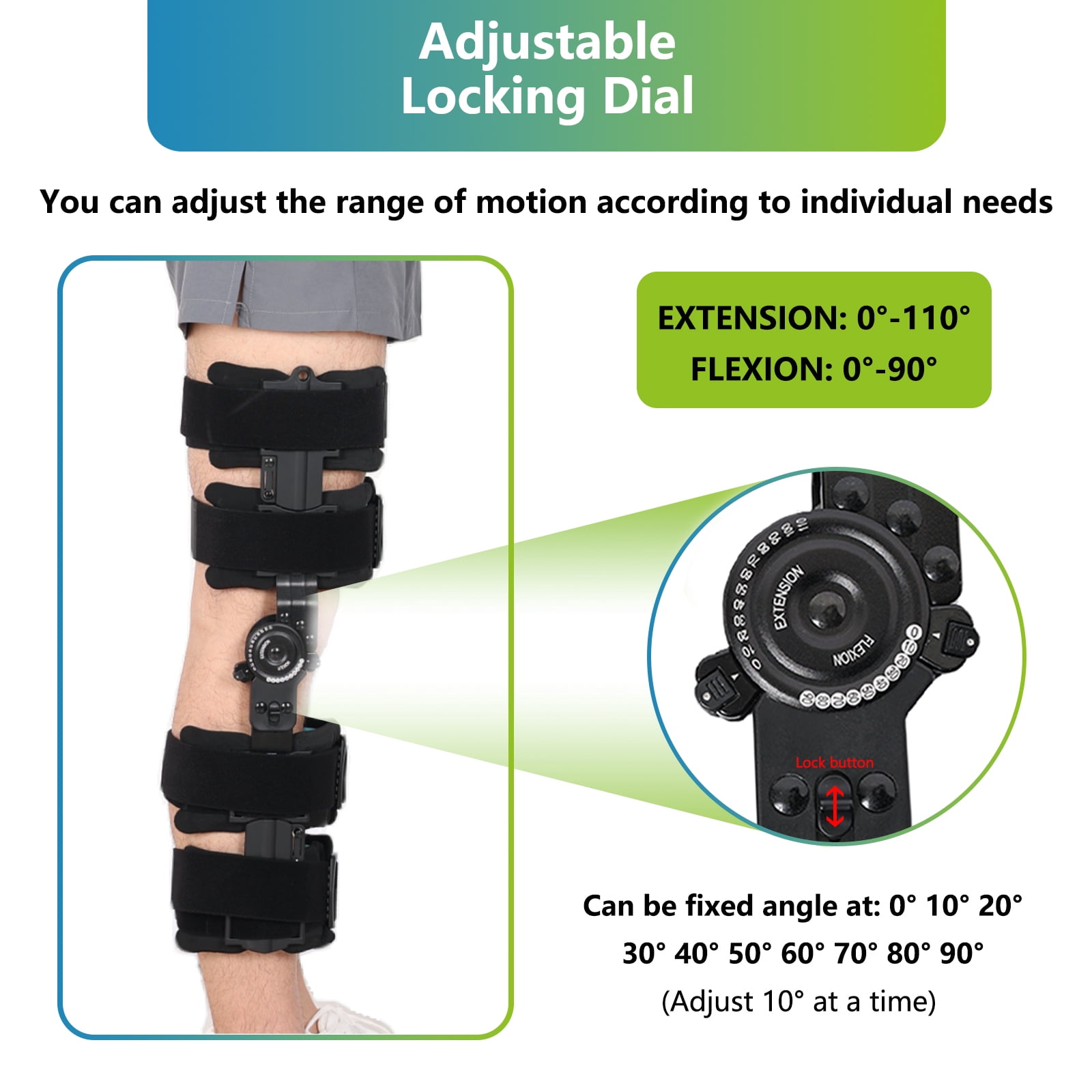 Orthomen Hinged Knee Brace for Arthritis Pain and Support, Post Op Knee Immobilizer for Knee Joint Pain, Universal
