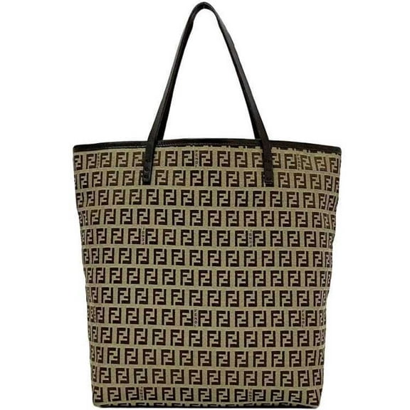 Pre-Owned Fendi Tote Bag ec-21844 Beige Brown Zucchino Canvas Leather FENDI FF Unisex... (Good)