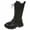 Black, variant on YAYUBA Girls Boots Combat Boots Riding Mid Calf Combat Boots Pu Leather Side Zipper Punk Goth Boot Size 13.5 Little Kids Black