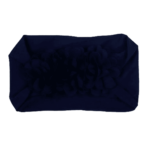 Kids Floral Stretchy Turban Headbands - Navy