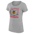 thumbnail image 2 of Women's G-III 4Her by Carl Banks Heather Gray Chicago Blackhawks Super-Slim Fit Lightweight Collage Team Graphic T-Shirt, 2 of 3