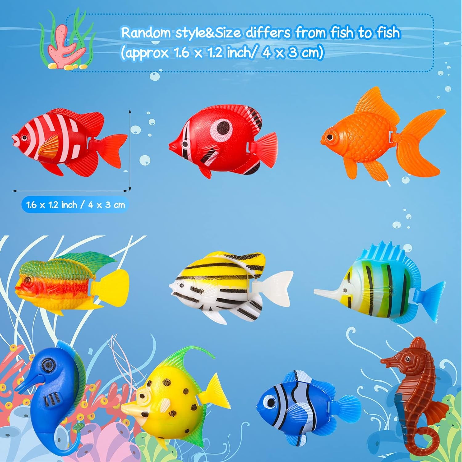 Artificial Fishes Floating Decorations for Aquarium Tank Colourful Plastic Tropical Fish Seahorse for Bubble Lamp Aquarium