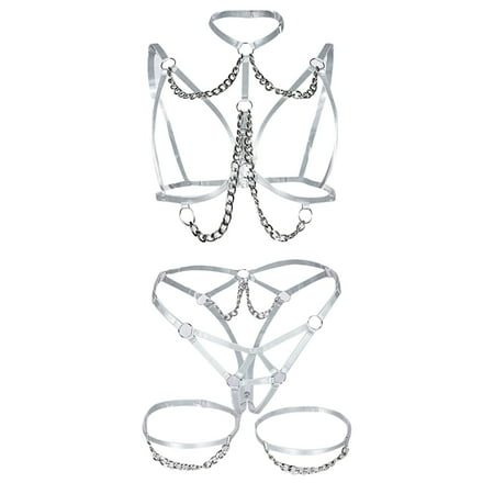 

Yubnlvae Lingerie Webbing Metal Chain Decorative Suspender Three Piece Set