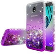 thumbnail image 2 of For Samsung Galaxy J3 2018 Case, Galaxy J3 Orbit Case, Galaxy J3 Star Case, Galaxy J3 V 2018/J3 Achieve/J3 Aura/Express Prime 3/Amp Prime 3 Case,Liquid Glitter Bling Bumper Phone Case - Purple/Clear, 2 of 5