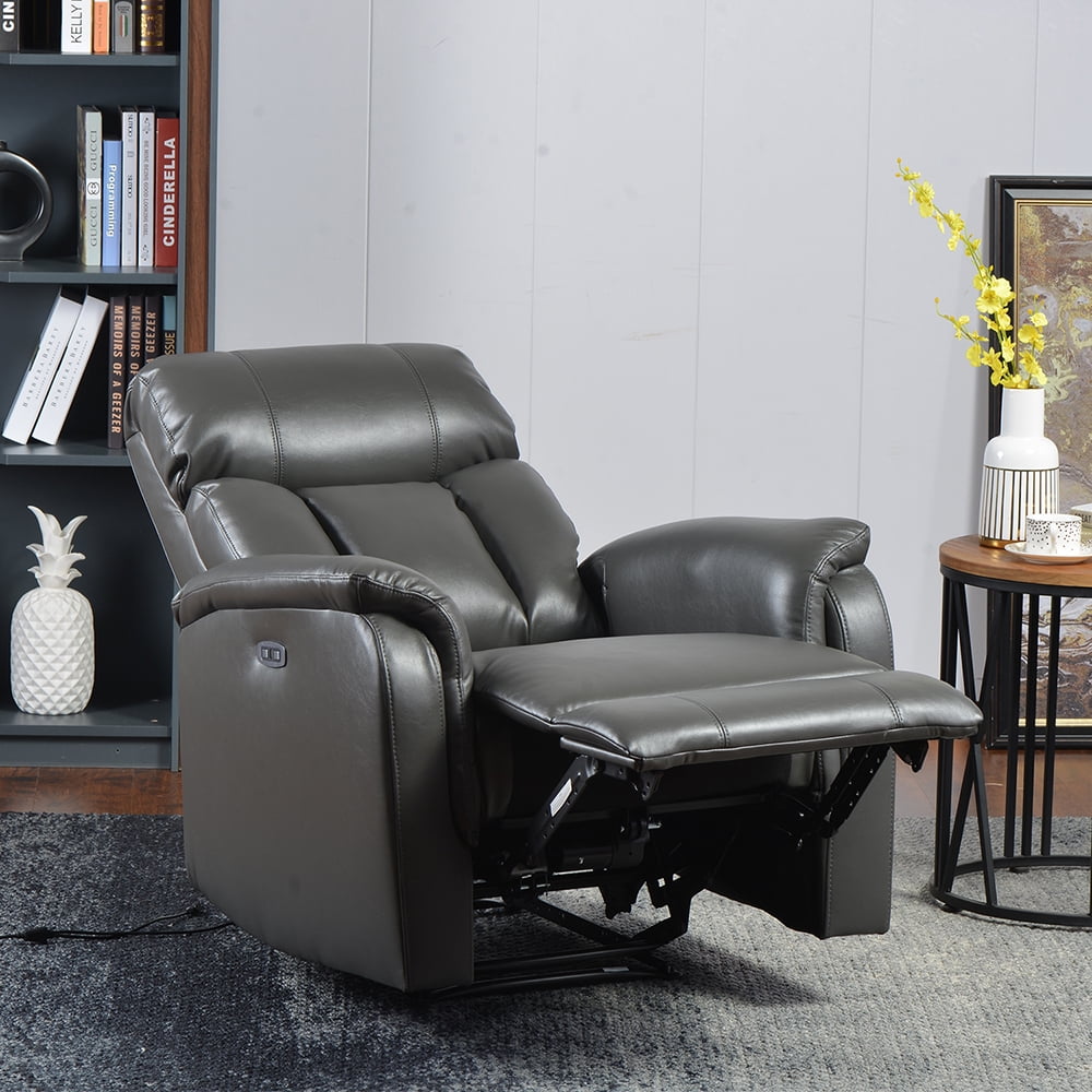 Kepooman PU Leather Power Motion Recliner with USB Charge Port for Living Room, Taupe Kepooman PU Leather Power Motion Recliner with USB Charge Port for Living Room, Taupe