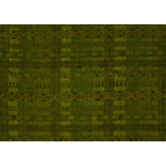 Ahgly Company Machine Washable Indoor Rectangle Abstract Yellow Modern Area Rugs, 8' x 10'