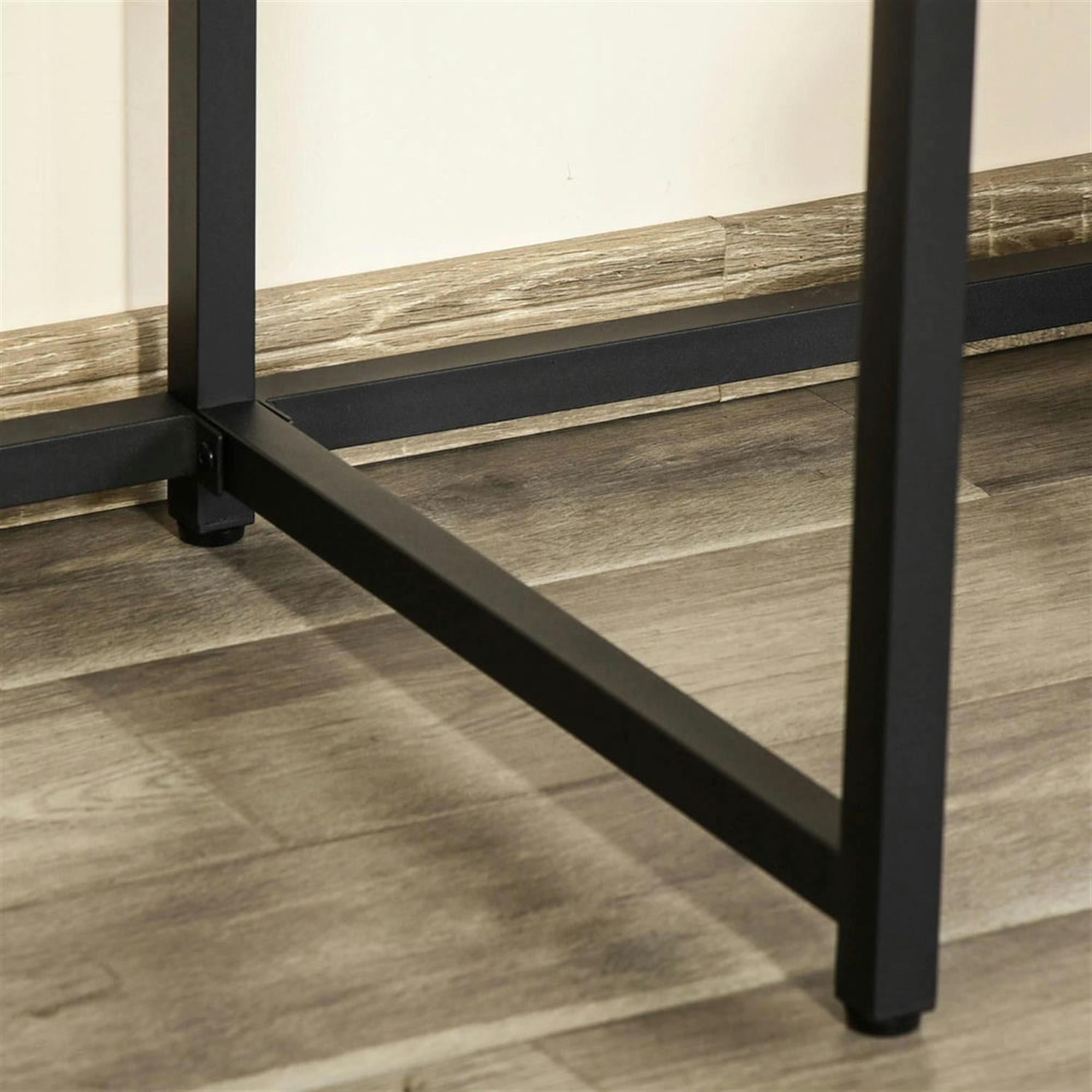 Demi Bonn Modern 2 Person Office Desk with Elevated Monitor Rack, CPU Stand, Home Computer Desk for Living Room, Office, Study, Writing Table PC Desks, Brown