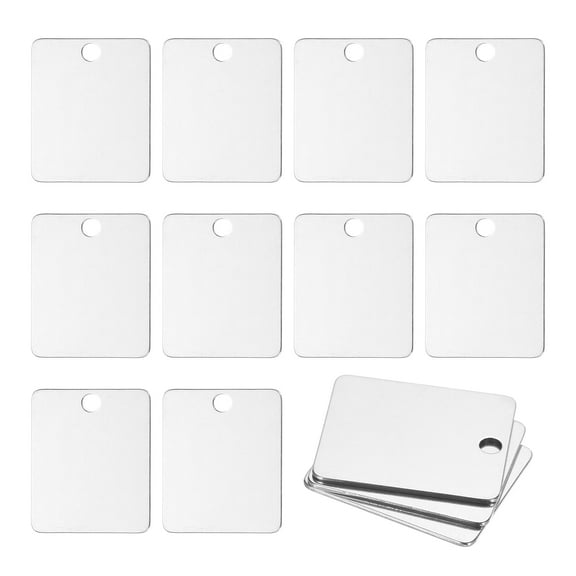 25 Pack 1.2x1 inch Metal Engraving Blank Stainless Steel Blank Metal Blank Tags with 1 holes