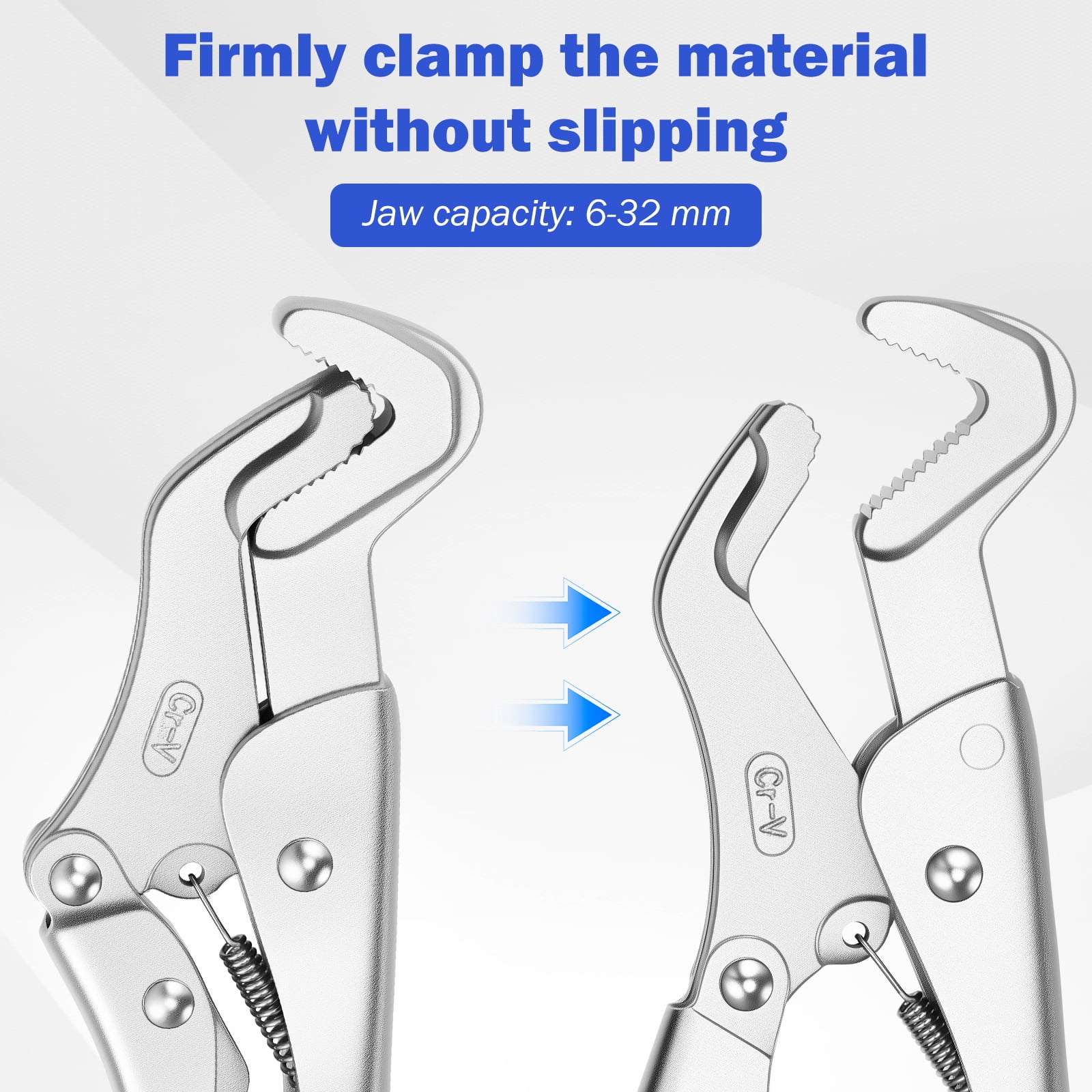 Sutowe 2Pcs 8 Inch Parrot Nose Pliers Hand Tool 6 to 32mm Adjustable Carbon Steel Curved Jaw Locking Pliers for Woodworking