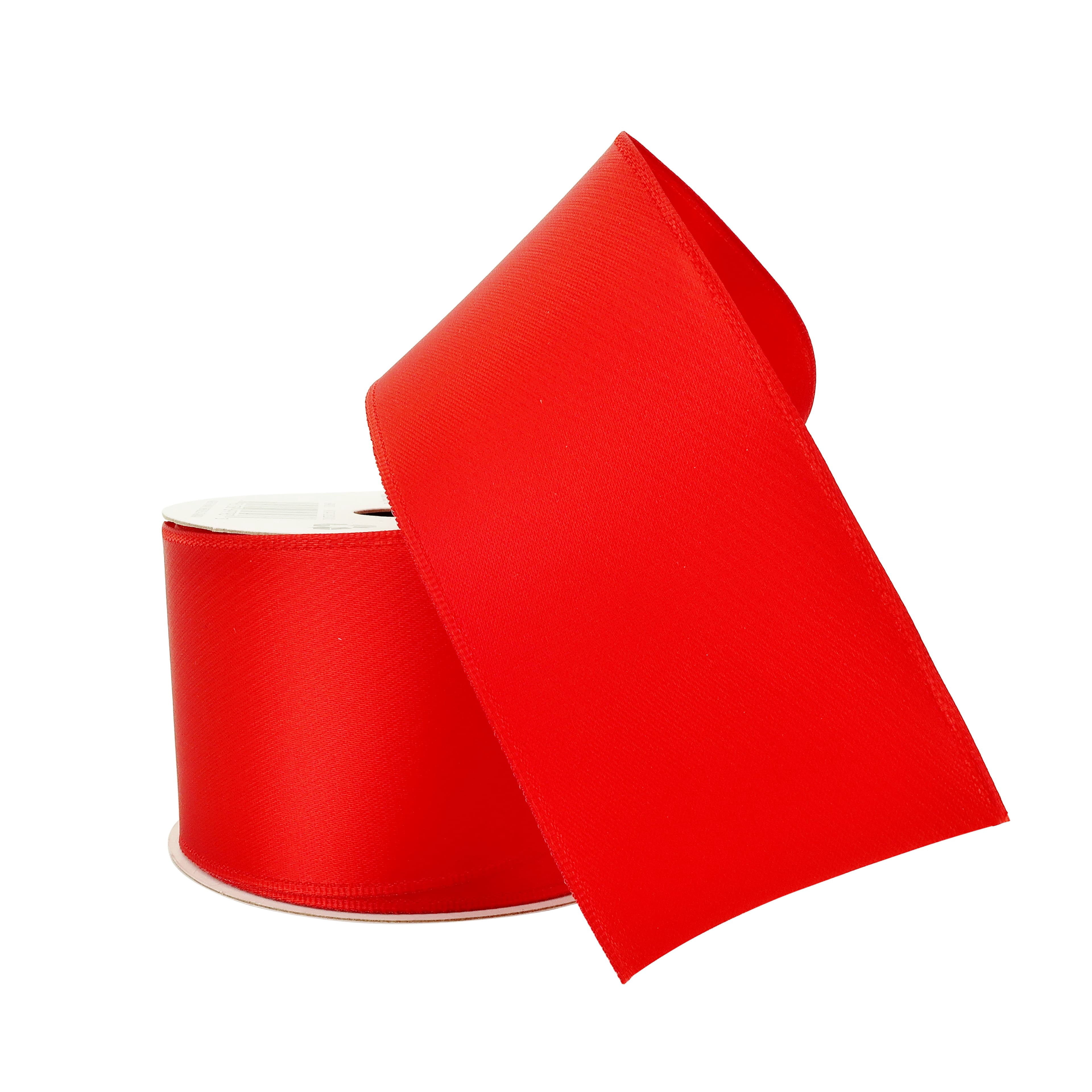 2" x 3yd. Red Satin Wired Ribbon by Celebrate It – Woven Selvage Polyester - Wired Edge for Shaping – Ideal for Gift Wrapping - Bows - Wreaths & Crafts - 12 Pack