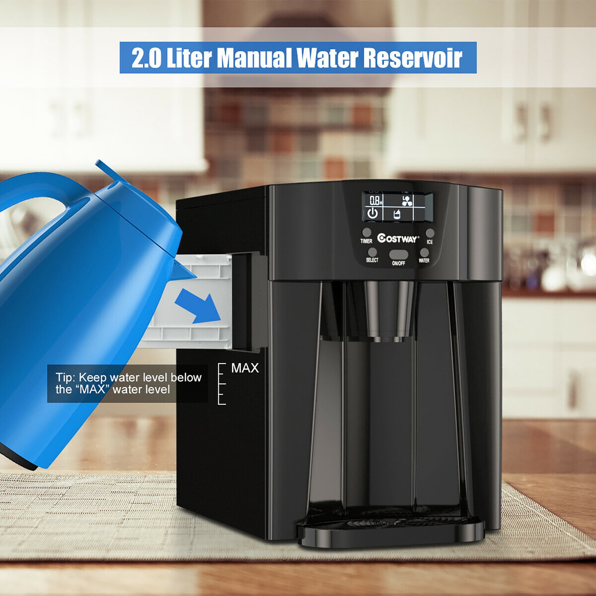 Costway 2 In 1 Ice Maker Water Dispenser Countertop 36lbs/24h Lcd Display  Portable New : Target