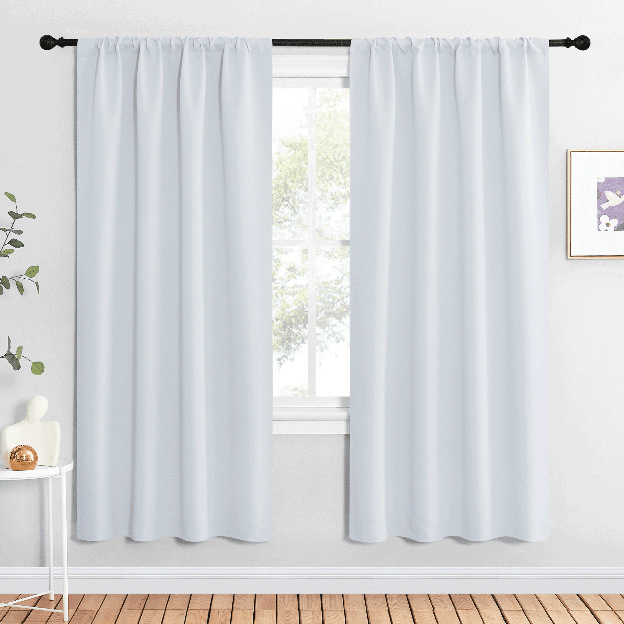 NICETOWN Room Darkening Curtains for Bedroom Rod Pocket Blackout Curtains Drapes, 42"x72", Greyish W(图2)