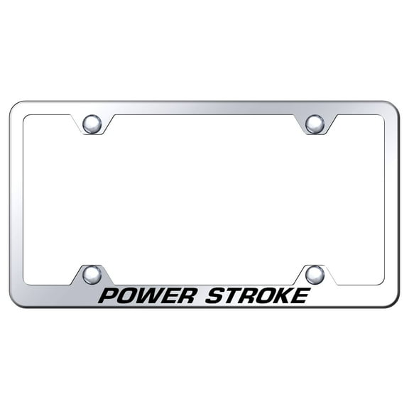 Ford Powerstroke Laser Etched Logo Wide Body License Plate Frame (Chrome)