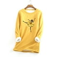thumbnail image 2 of Jinhomg Winter Cute Sweatshirt for Women Novelty Cat Print Sherpa Lined Loungewear Plus Size Cozy Long Sleeve Crewneck Tunic Tops Yellow XXXL, 2 of 4
