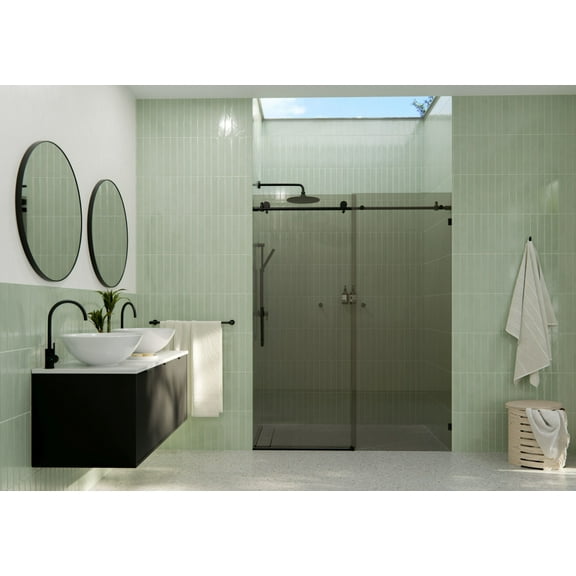 Glass Warehouse GTSLD-60-MB Equinox 78" High X 60" Wide Sliding Frameless Shower Door -