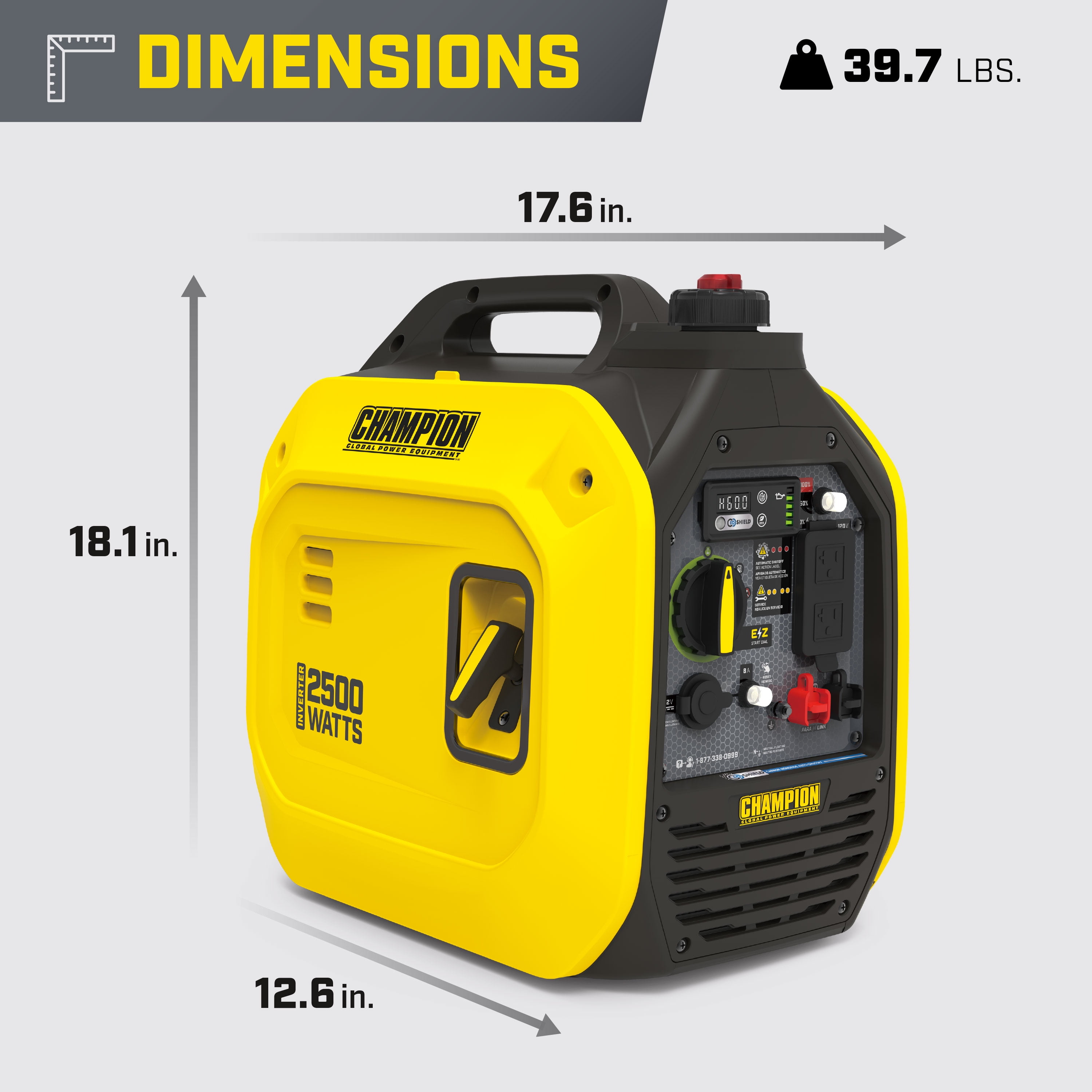 Champion Power Equipment 2500-Watt Ultralight Gasoline Portable Inverter Generator with CO Shield