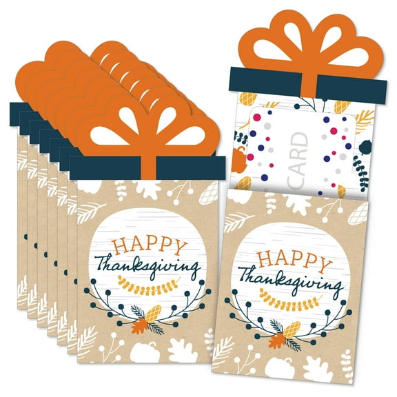 Big Dot of Happiness Happy Thanksgiving - Fall Harvest Party Money and Gift Card Sleeves - Nifty Gifty Card Holders - Set of 8