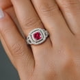 thumbnail image 4 of Gem Stone King 925 Sterling Silver Red Created Ruby and White Moissanite Ring for Women (1.91 Cttw, Gemstone Birthstone, Cushion Cut 6MM, Available in Size 5, 6, 7, 8, 9), 4 of 4