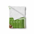 thumbnail image 2 of Football Soft Flannel Fleece Throw Blanket, Sports Themed Cartoon Srtle Image of Ruby Quinco Ball on Filed, Cozy Plush for Indoor and Outdoor Use, 70" x 90", Pale Caramel Lime Green, by Ambesonne, 2 of 6
