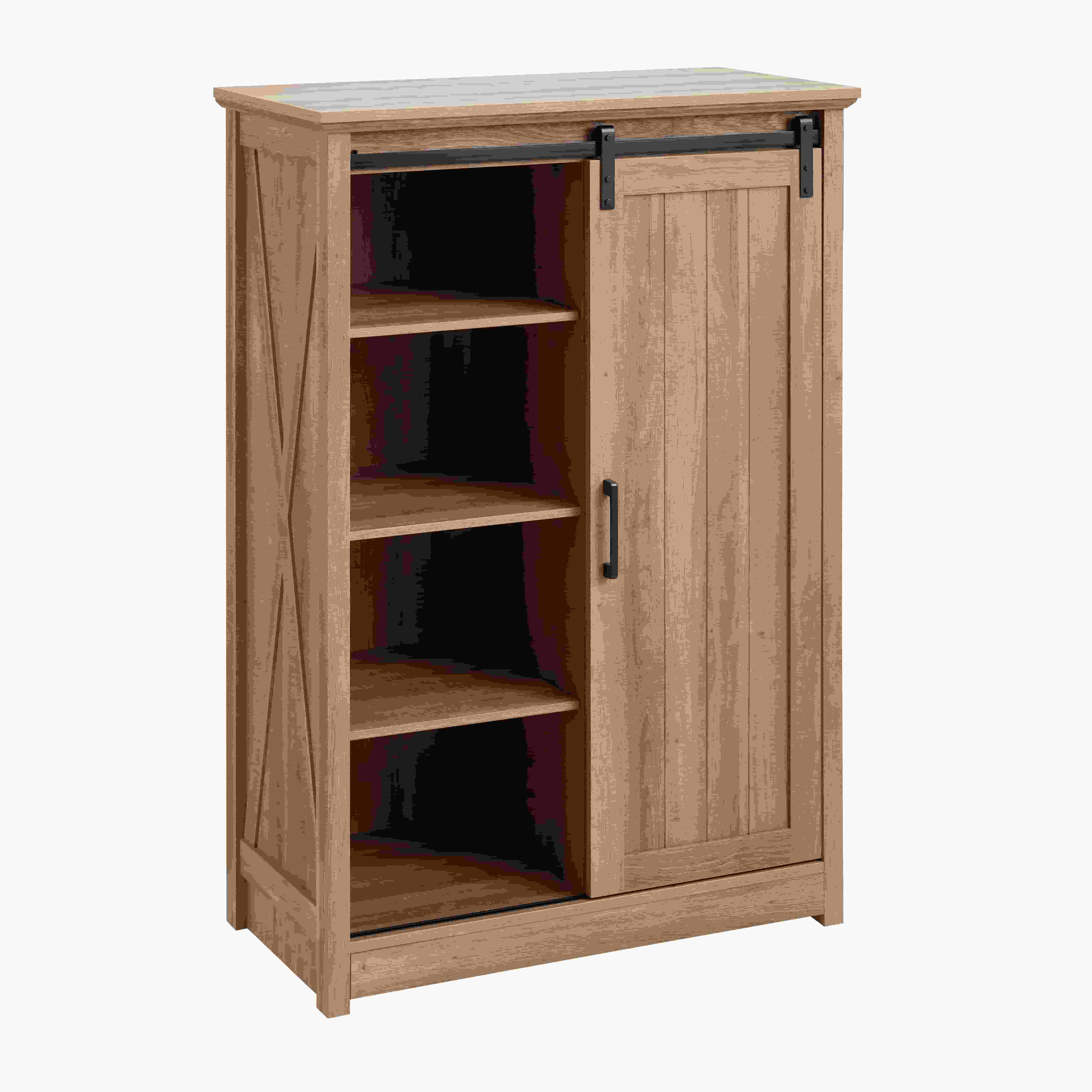 Aukfa 5 Drawers Dresser, Tall Dresser 5 Chest of Drawers w/Sliding Barn Door for Bedroom, Hallway,Oak