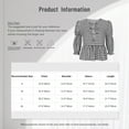 thumbnail image 7 of Lejafay Women Plaid Peplum Shirt Puff Sleeve Tie Front Gingham Shirts Babydoll Tops Going Out Tops Blue S, 7 of 7