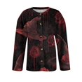 thumbnail image 5 of Halloween Cardigan Sweaters for Women Cute Halloween Party Graphic Womens Sweaters Cardigan Knit Button Down Cropped Long Sleeve Fall Winter Holiday Soft Sweatshirt Tops Hot Pink XL, 5 of 6